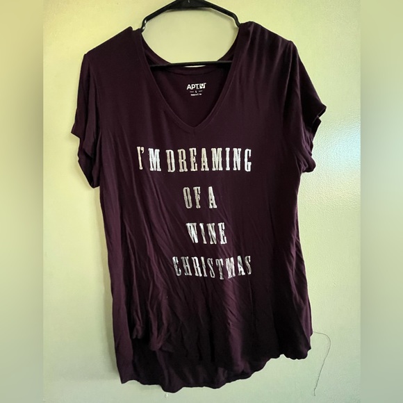 Apt. 9 Tops - Apt 9 “I’m Dreaming of a Wine Christmas”Purple T-shirt Size L. Good Condition.